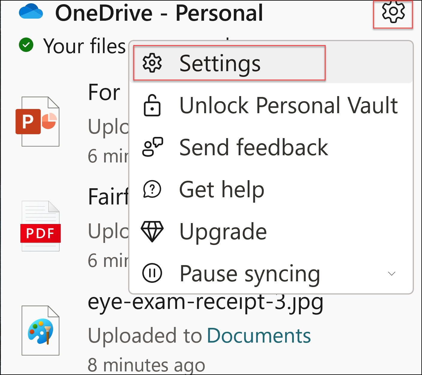 OneDrive-instellingen